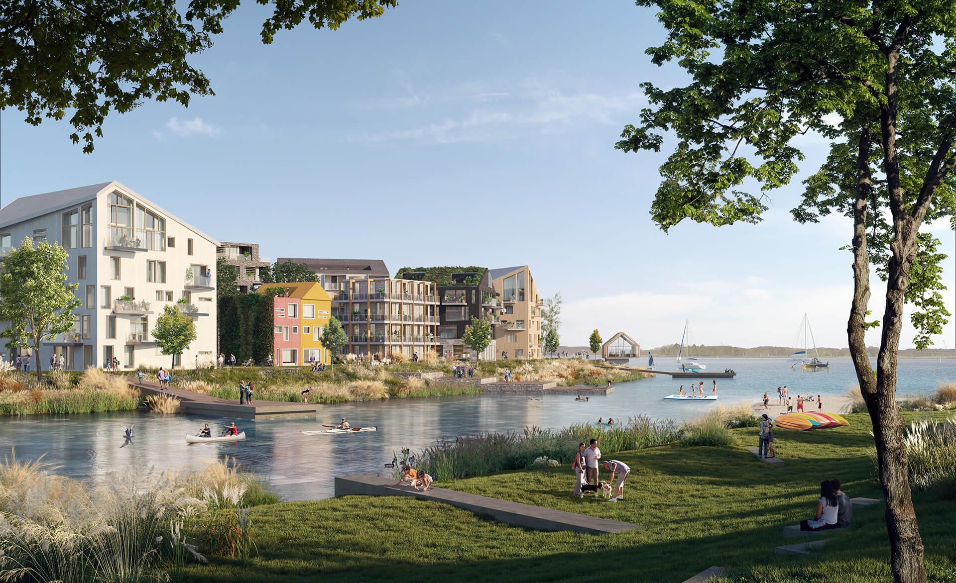 3D-skisse av den nye bydelen Kaldnes Vest, i Tønsberg